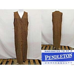 Pendleton Knockabouts Wool Shift Dress Women's 6 Brown Plaid VTG 1990s #J5118